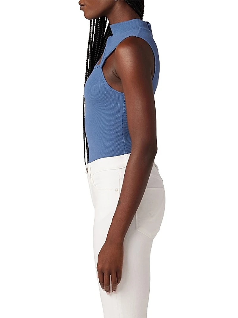Mock Neck Cut-Out Tank Top