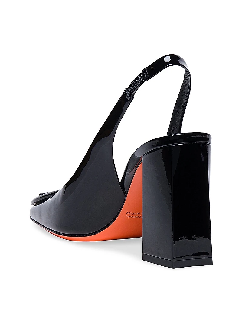 Peaches 85MM Patent Leather Slingback Pumps