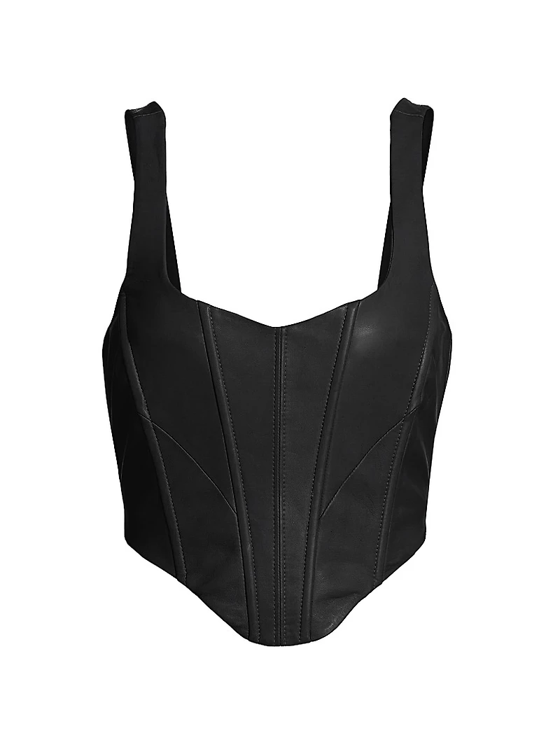 Tabia Leather Corset Crop Top