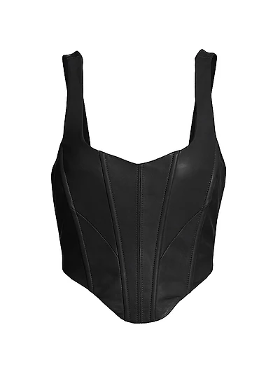 Tabia Leather Corset Crop Top