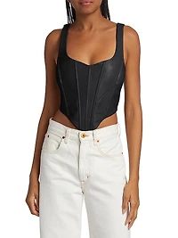 Tabia Leather Corset Crop Top