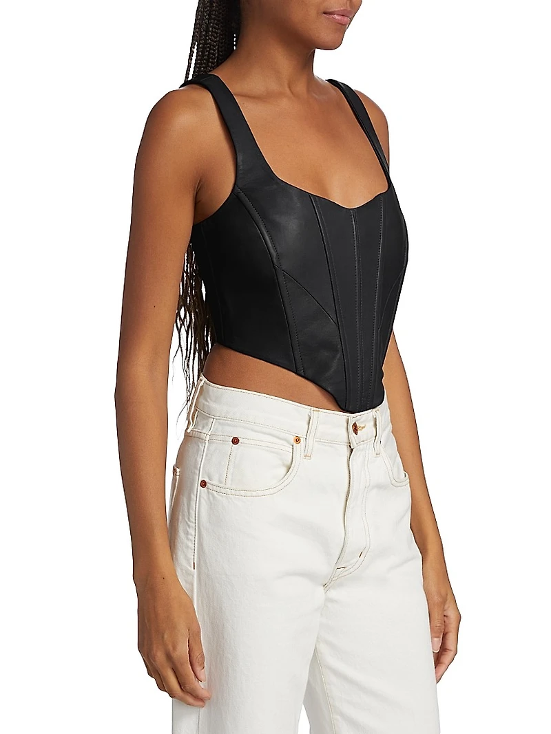 Tabia Leather Corset Crop Top