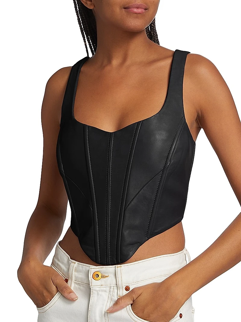 Tabia Leather Corset Crop Top