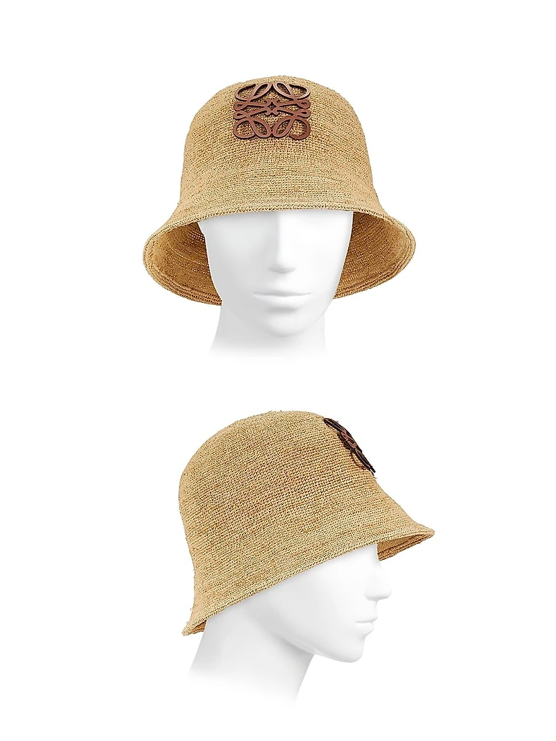 LOEWE x Paula's Ibiza Raffia & Leather Bucket Hat