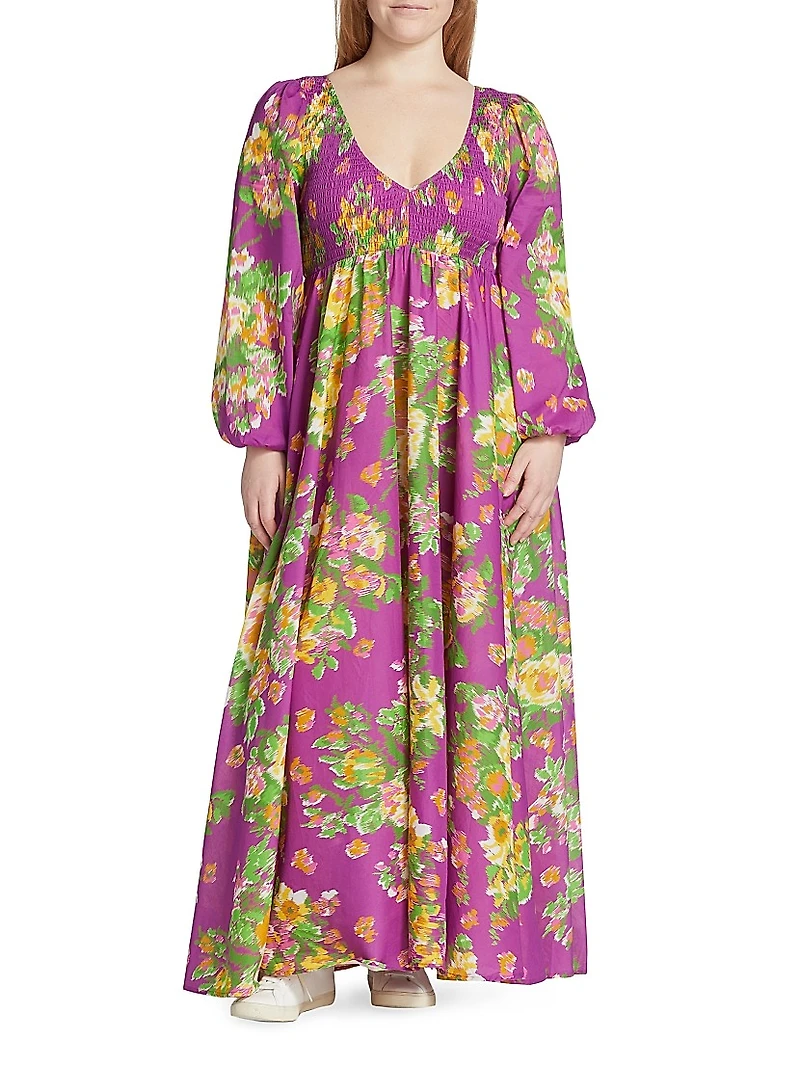 Smocked Floral Maxi Dress