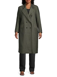 Double-Breasted Herringbone Coat