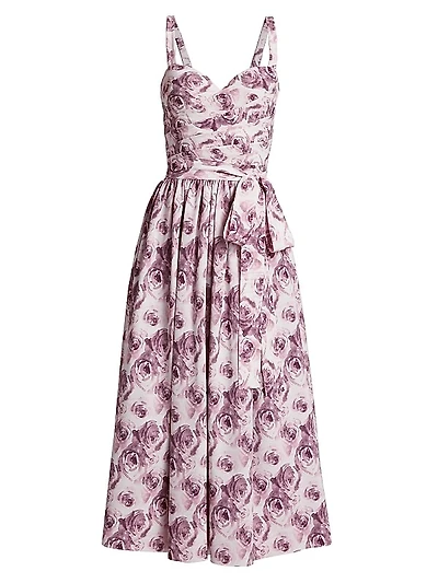 Arik Floral Tie Midi-Dress