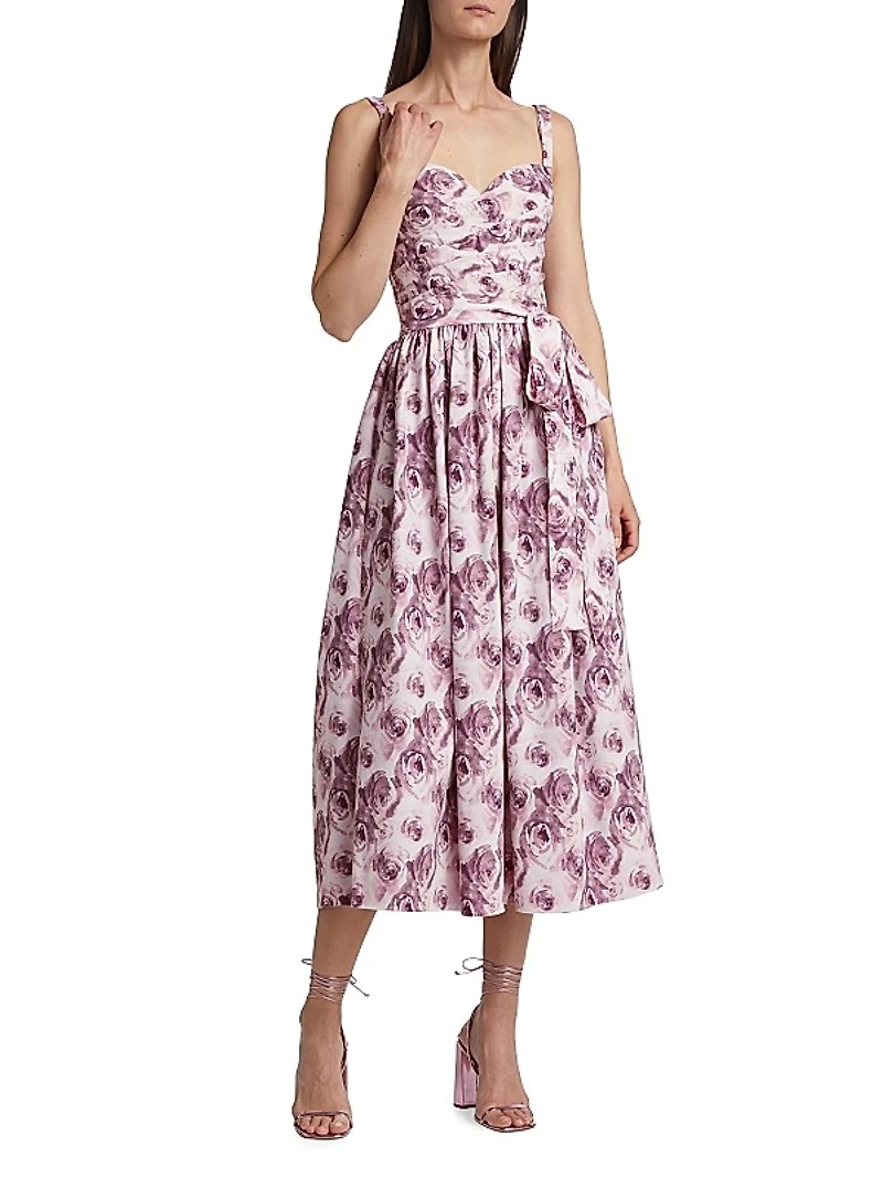 Arik Floral Tie Midi-Dress