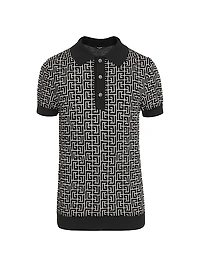 Monogram Wool & Linen-Blend Polo Shirt
