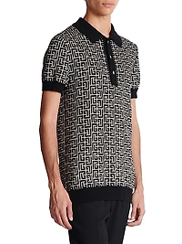Monogram Wool & Linen-Blend Polo Shirt