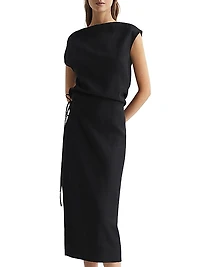 Paloma Open-Back Wrap Midi-Dress