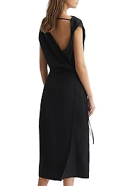 Paloma Open-Back Wrap Midi-Dress