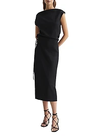 Paloma Open-Back Wrap Midi-Dress