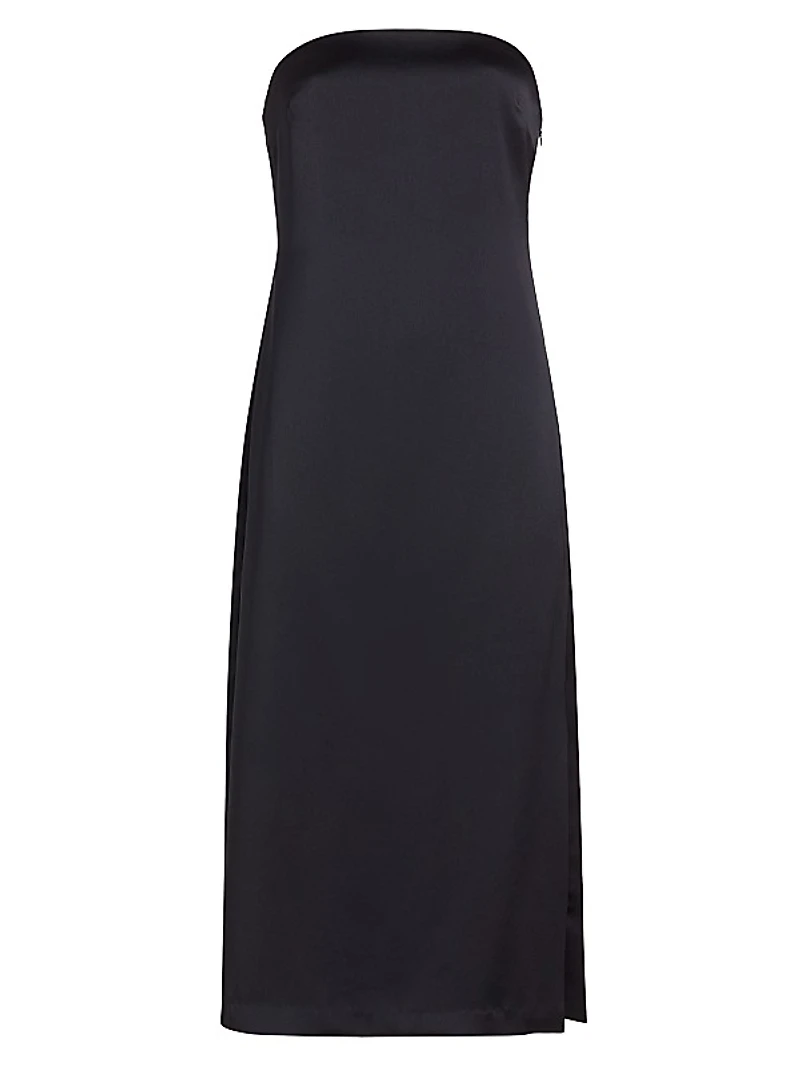 Lisa Satin Strapless Midi-Dress