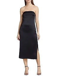 Lisa Satin Strapless Midi-Dress