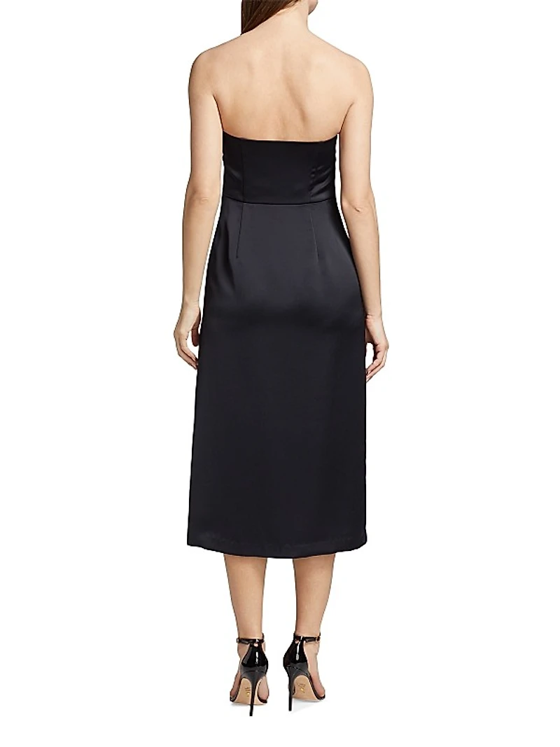 Lisa Satin Strapless Midi-Dress