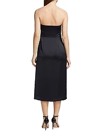 Lisa Satin Strapless Midi-Dress