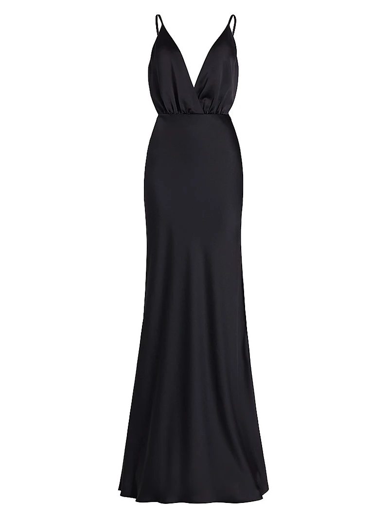 Vick V-Neck Satin Gown