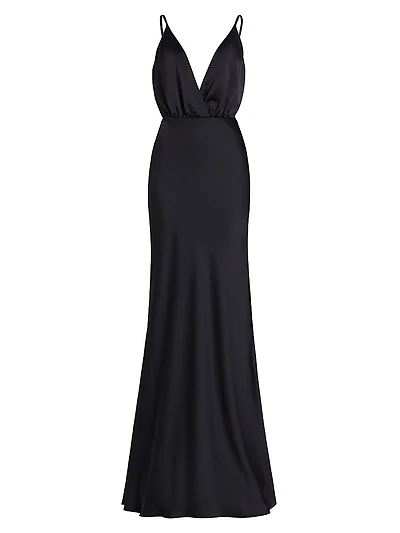 Vick V-Neck Satin Gown