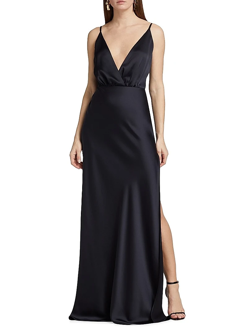 Vick V-Neck Satin Gown