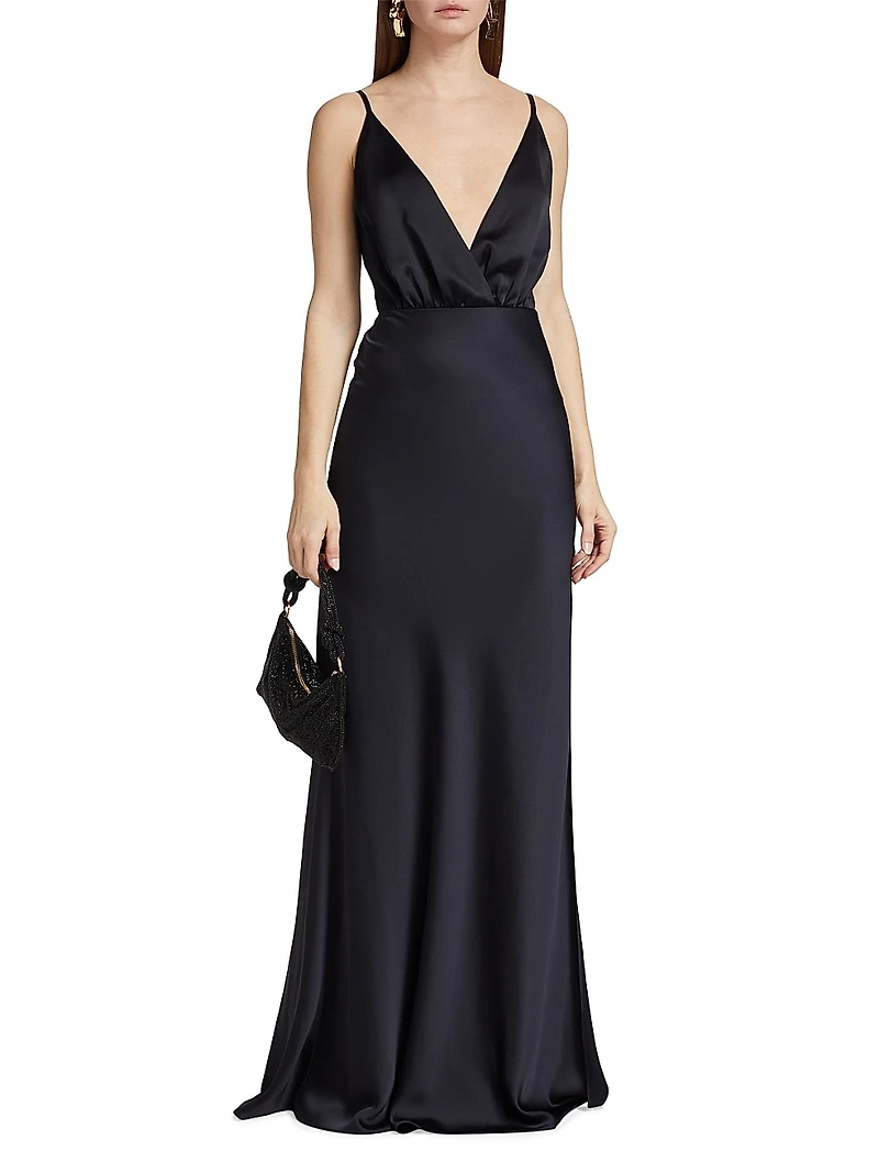 Vick V-Neck Satin Gown