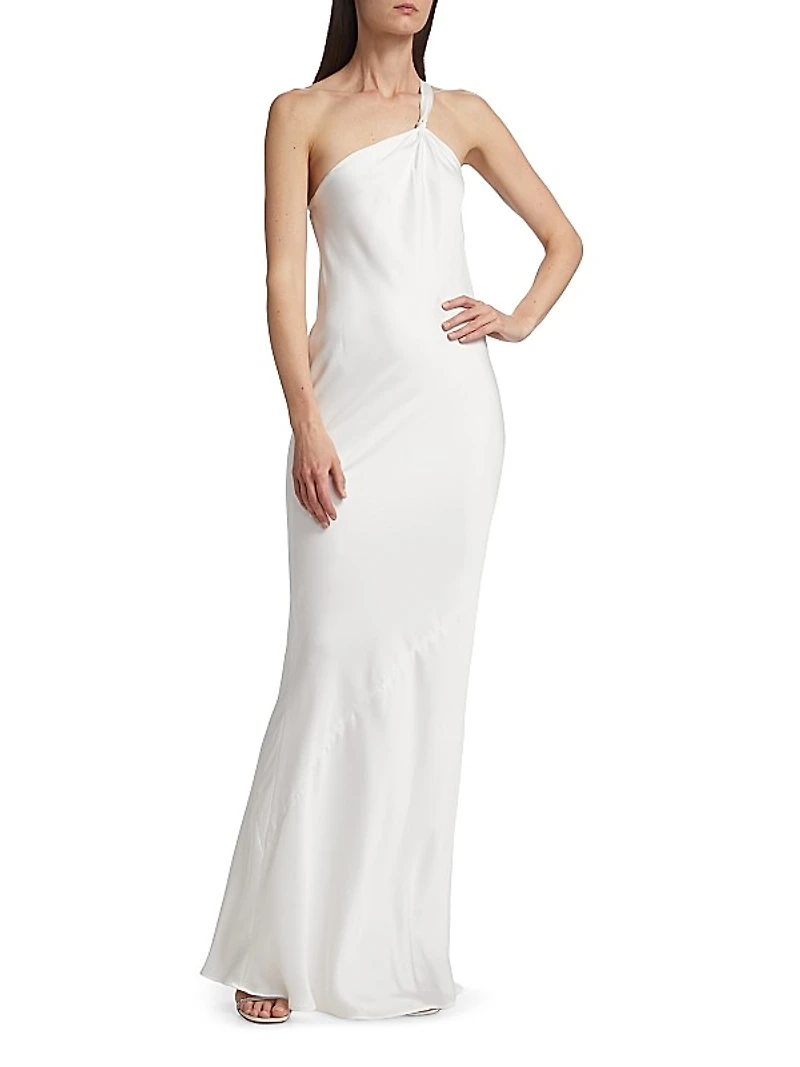 One-Shoulder Bias-Cut Gown