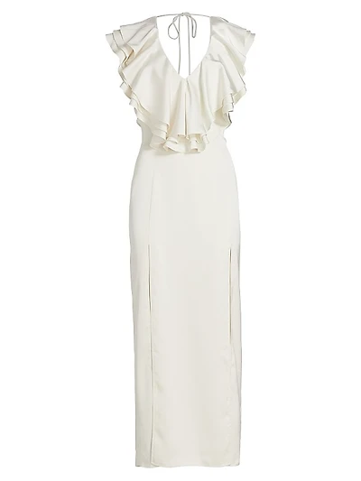 Sateen Ruffled Bodice Maxi Dress