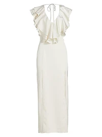 Sateen Ruffled Bodice Maxi Dress