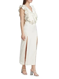 Sateen Ruffled Bodice Maxi Dress