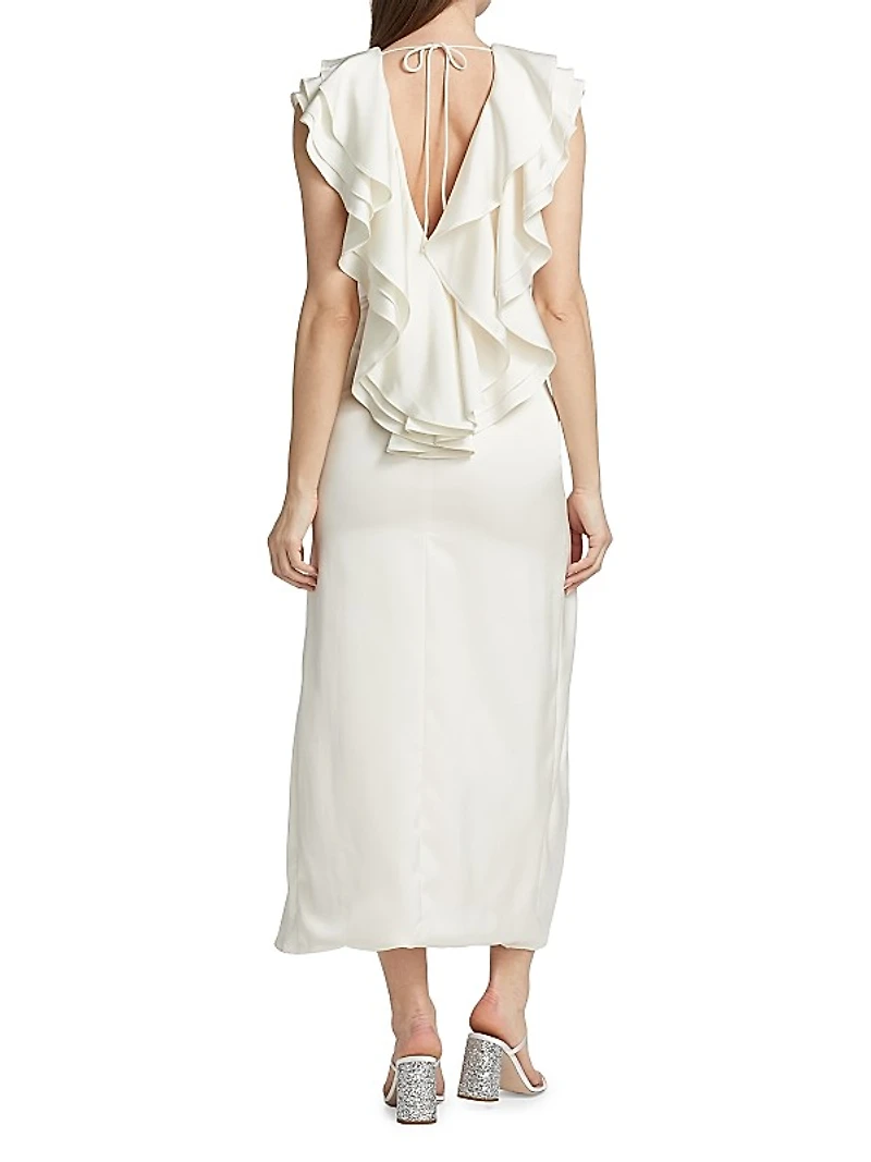 Sateen Ruffled Bodice Maxi Dress