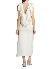 Sateen Ruffled Bodice Maxi Dress