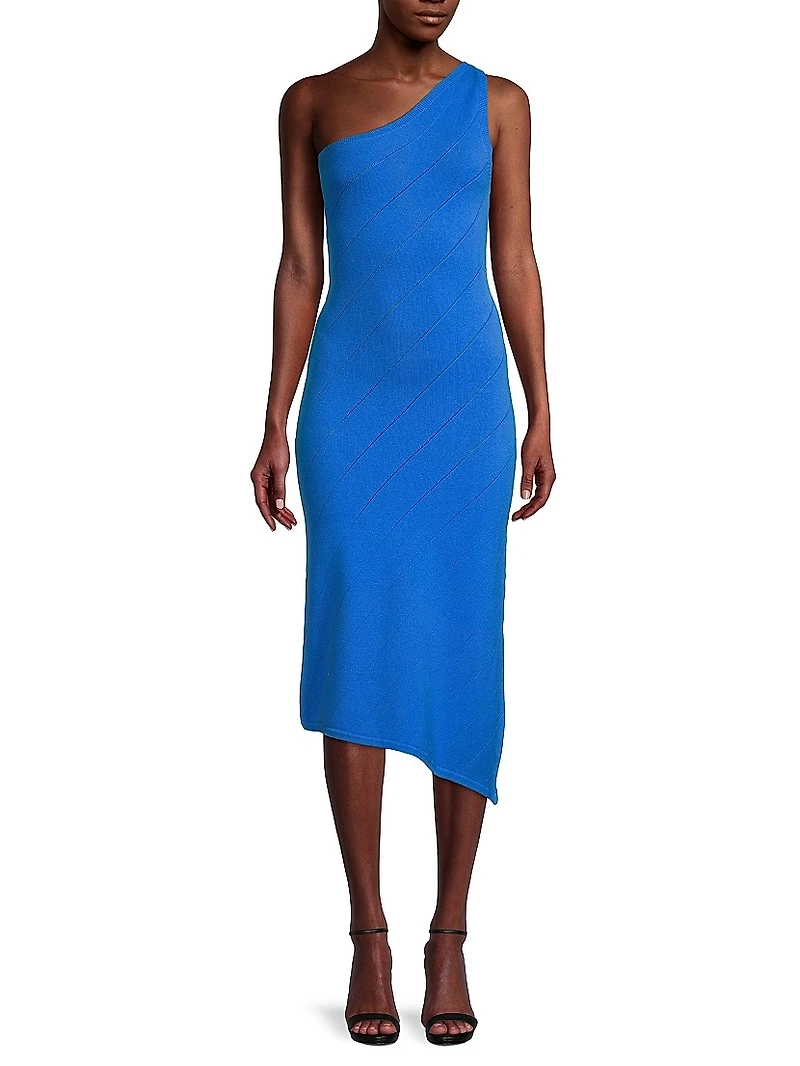 Asymmetric Pointelle Midi-Dress