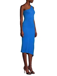 Asymmetric Pointelle Midi-Dress