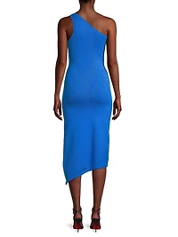 Asymmetric Pointelle Midi-Dress