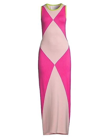 Colorblock Knit Maxi Dress