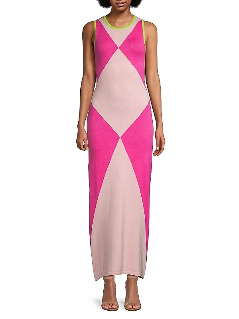 Colorblock Knit Maxi Dress