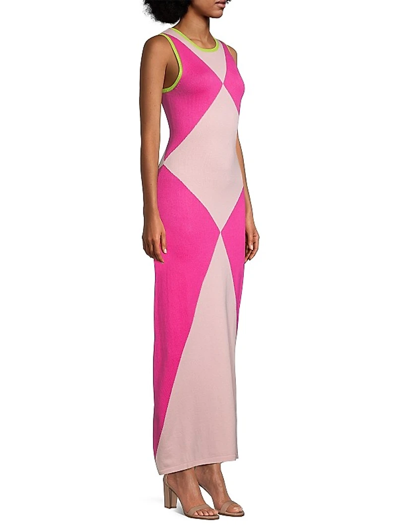Colorblock Knit Maxi Dress