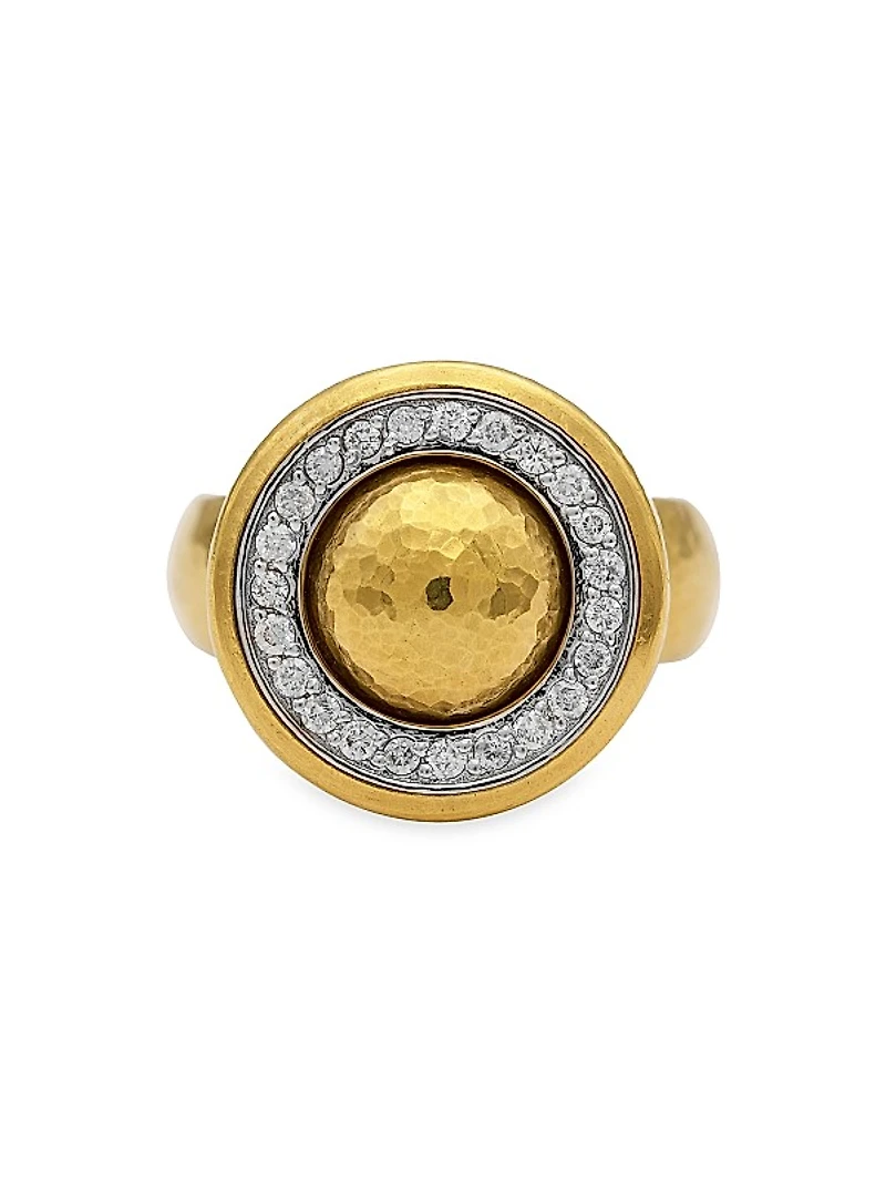Amulet 18K White Gold, 24K Yellow Gold & 0.37 TCW Diamond Cocktail Ring