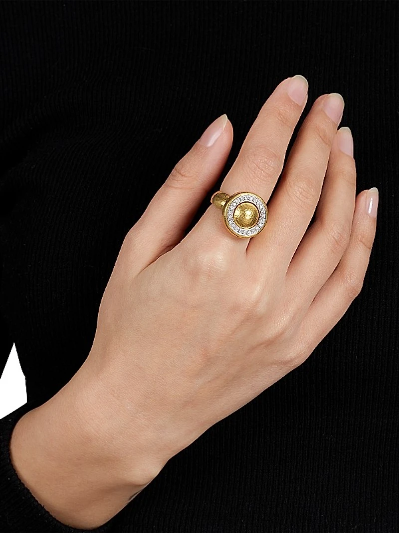 Amulet 18K White Gold, 24K Yellow Gold & 0.37 TCW Diamond Cocktail Ring