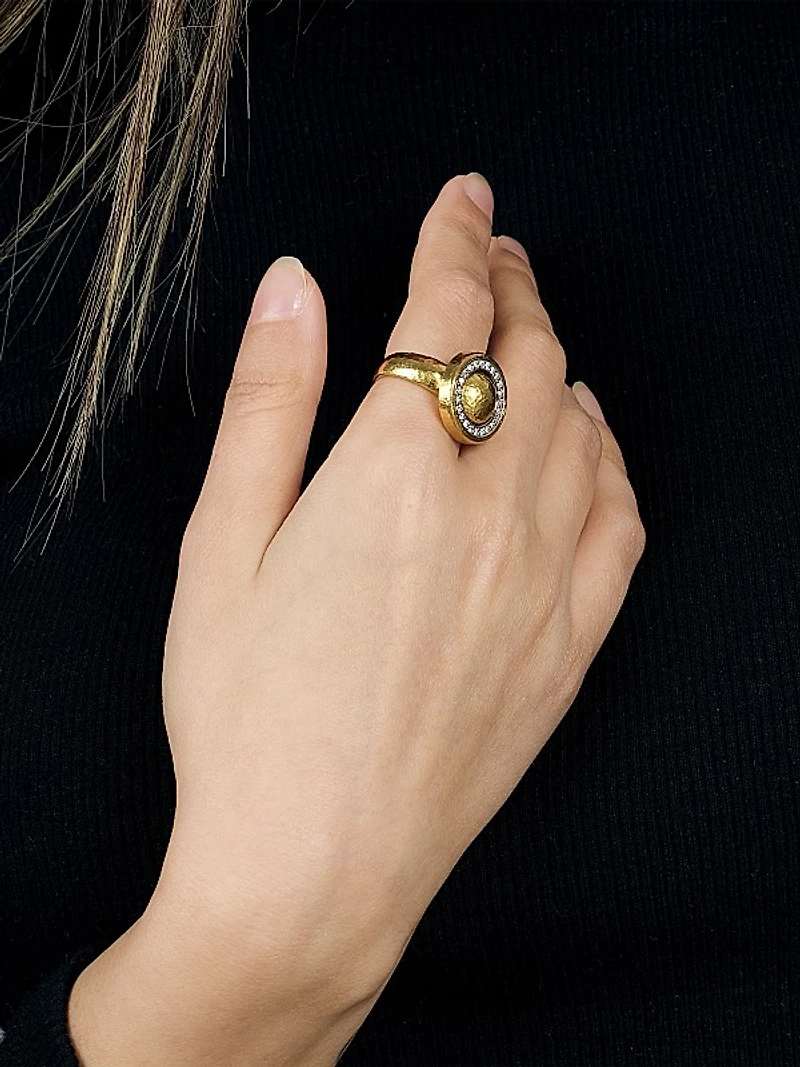 Amulet 18K White Gold, 24K Yellow Gold & 0.37 TCW Diamond Cocktail Ring