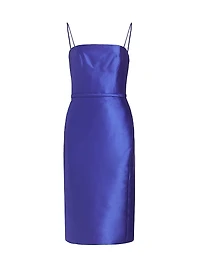 Satin Mikado Sheath Midi-Dress