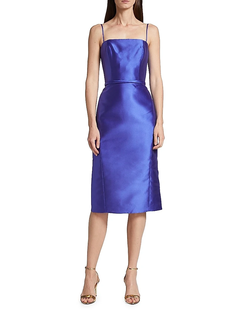 Satin Mikado Sheath Midi-Dress