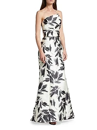 Strapless Brushstroke Satin Trumpet Gown