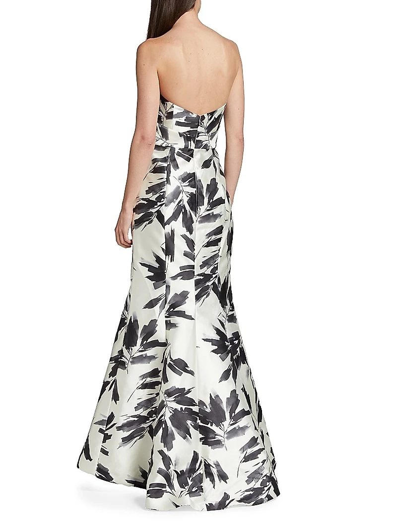 Strapless Brushstroke Satin Trumpet Gown