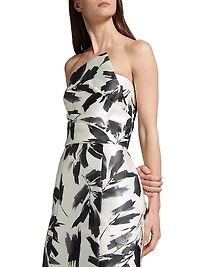 Strapless Brushstroke Satin Trumpet Gown