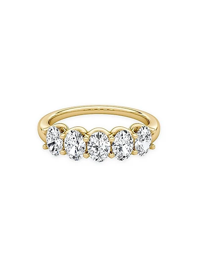 Eternity Bands 14K Gold & 1.25 TCW Lab-Grown Diamond Five-Stone Oval Band