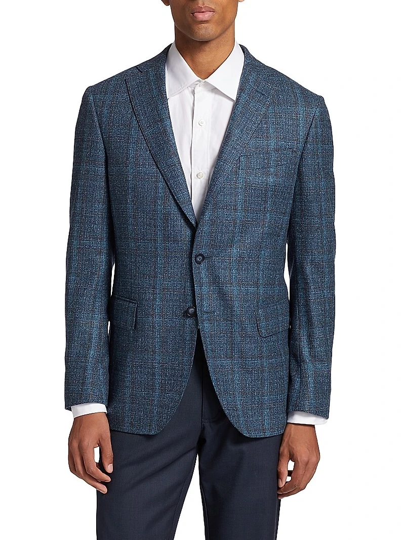 COLLECTION Plaid Single-Breasted Blazer
