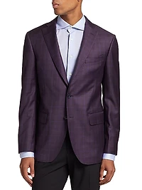 COLLECTION Plaid Virgin Wool Single-Breasted Blazer