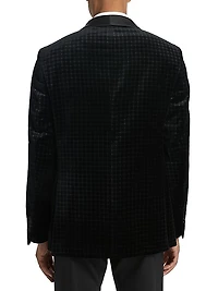 COLLECTION Grid Velvet One-Button Suit Jacket