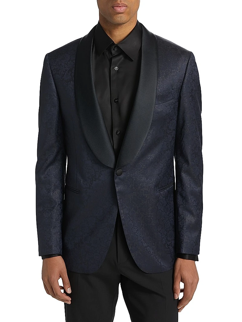 COLLECTION Sparkle Floral Wool-Blend One-Button Suit Jacket